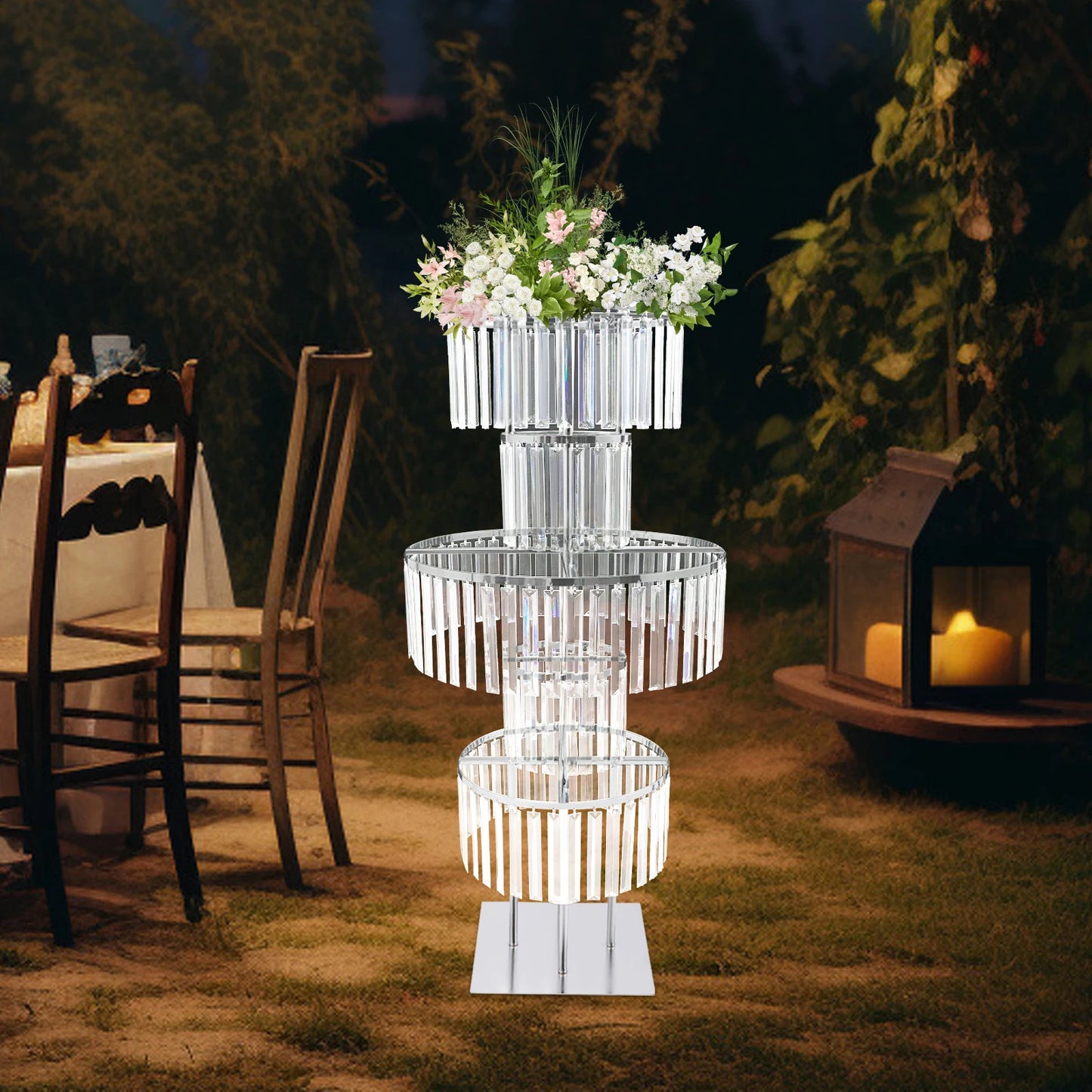 Hign-concerned Acrylic Flower Stand 5 Tier For Weddings