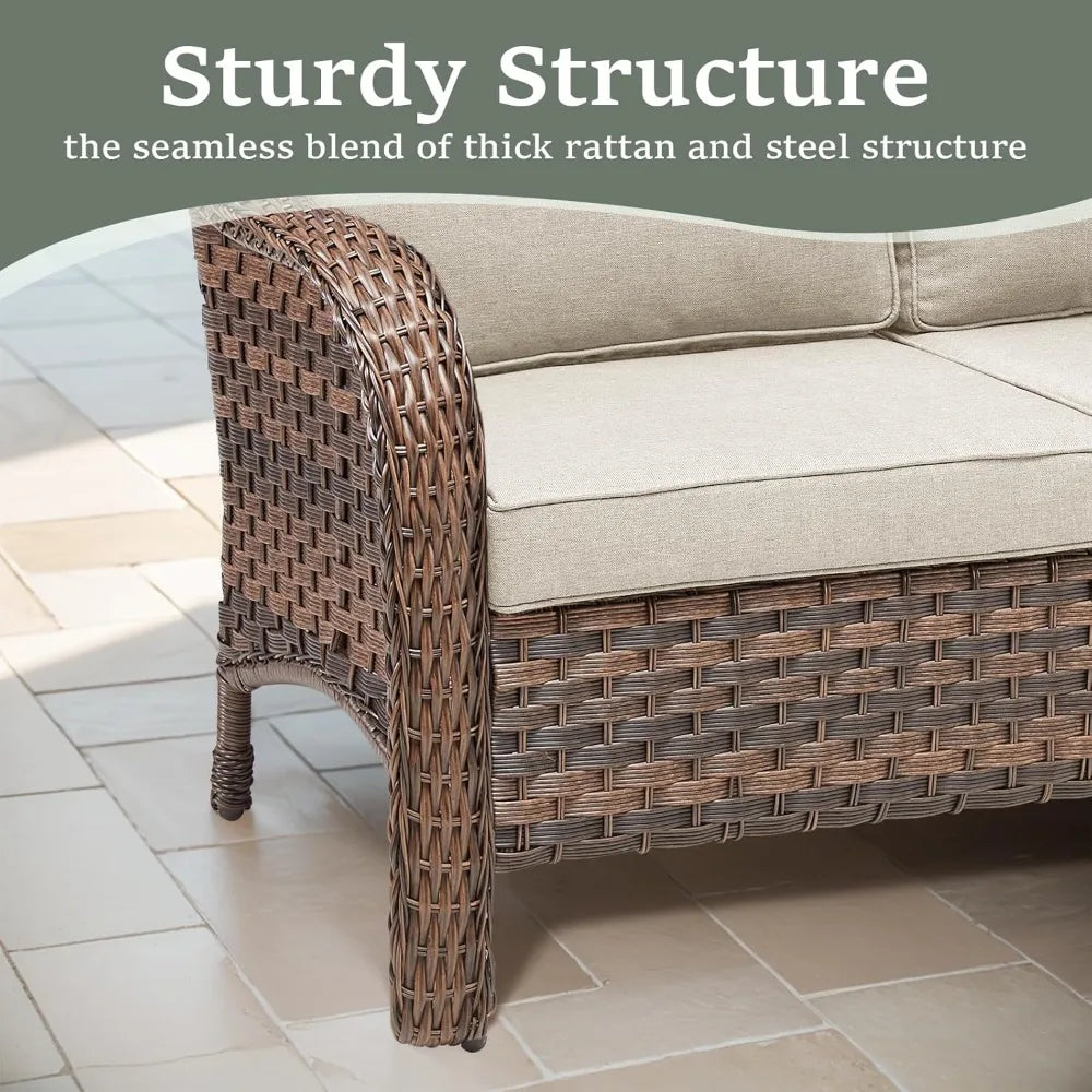 Modern Outdoor Wicker Loveseat Sofa with Cushions for Patio or Deck