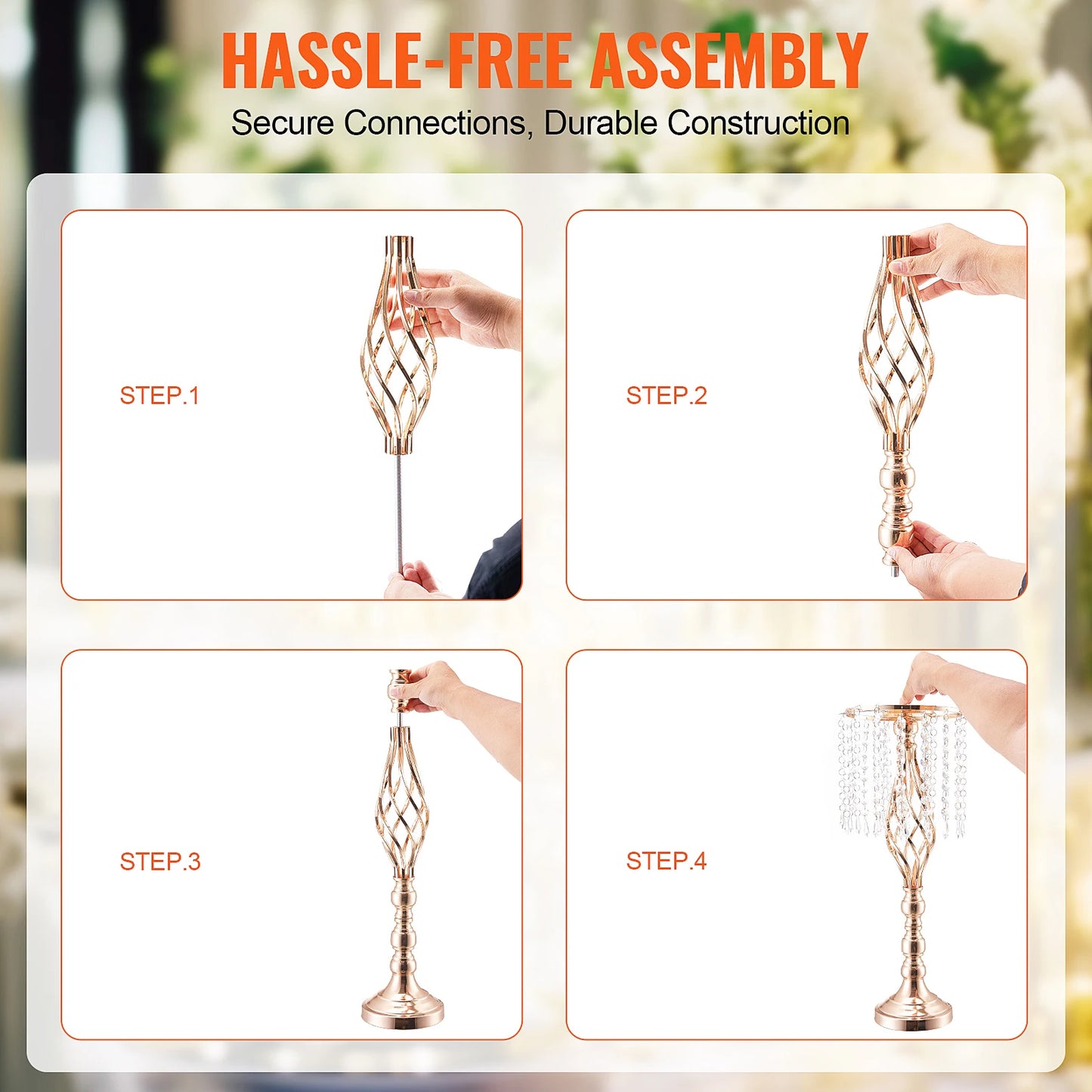 Crystal Wedding Flower Stand Metal Centerpiece Vase