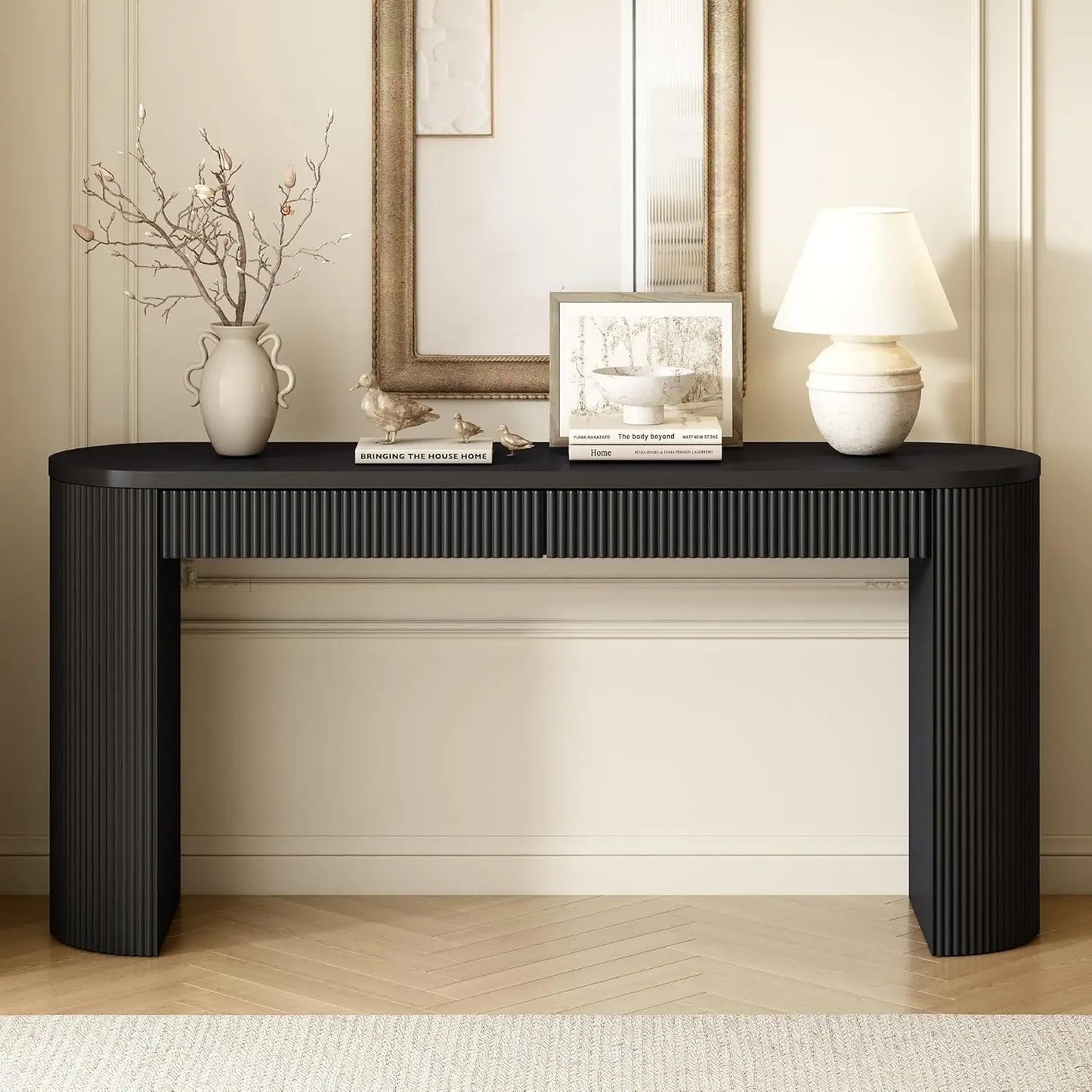 ZHENDAI Elegant Entryway Console Table With Fluted Design