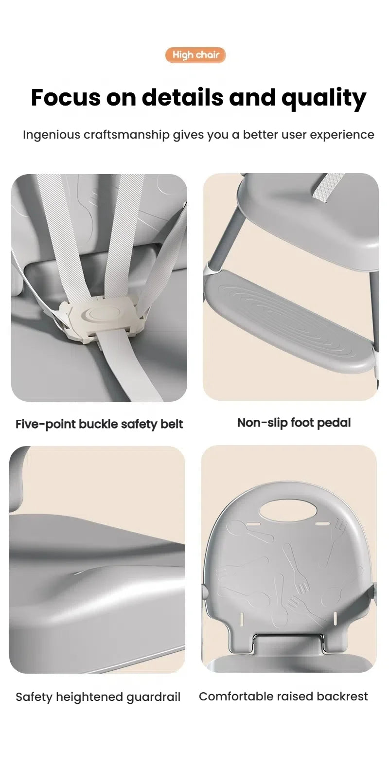 Baby High Chair Table Combo Dining Chair With Adjustable