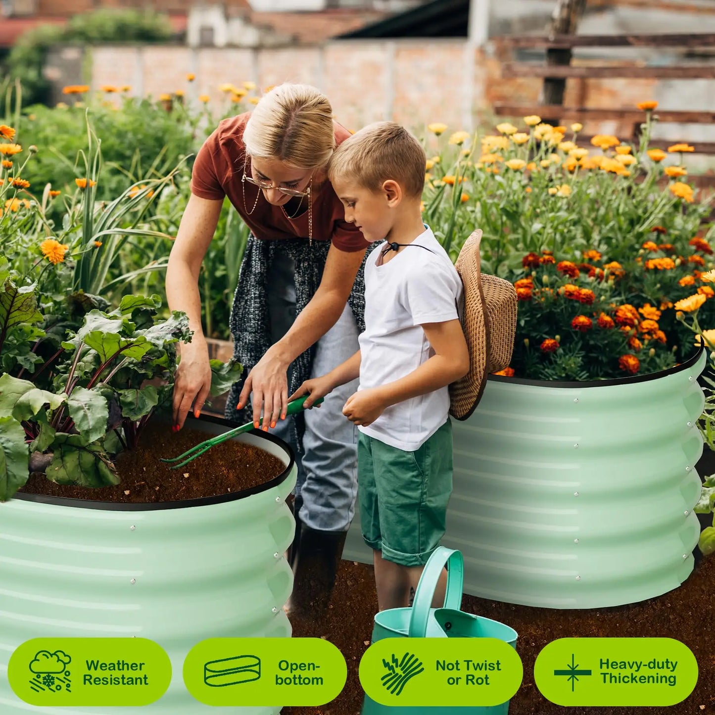 HiMISS 2-Pack Oval Galvanized Steel Raised Garden Beds