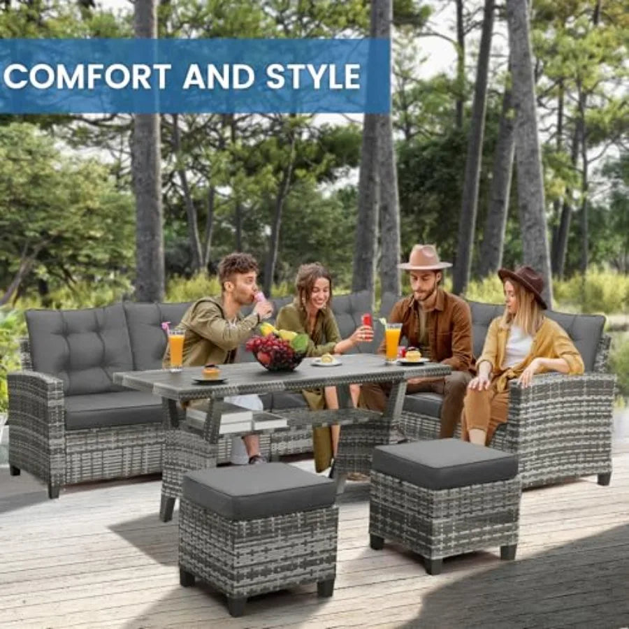 All Weather Patio Furniture Set Sectional Sofa Dining Table