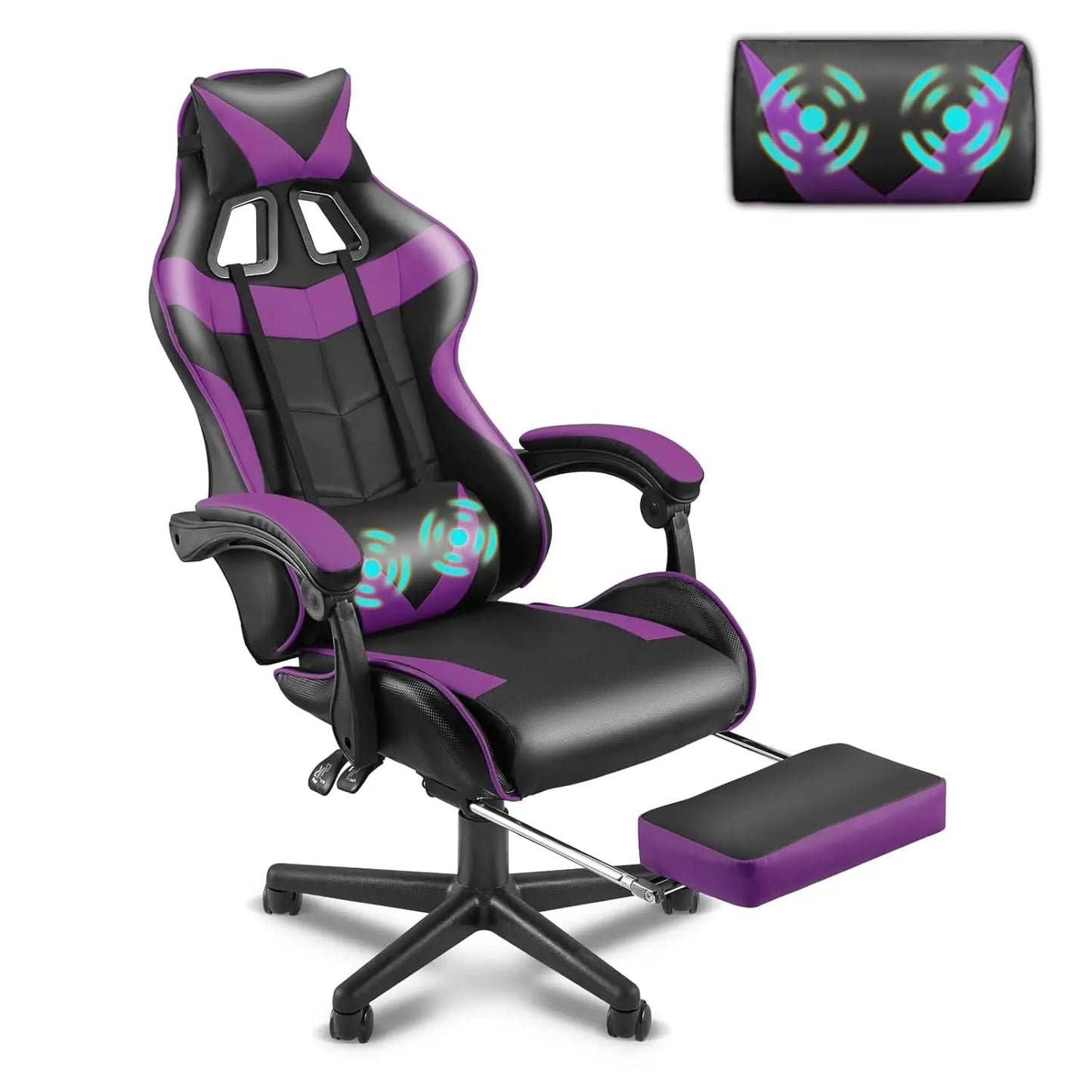 Ergonomic Gaming Chair With Bunny Ears Headrest Lumbar Support