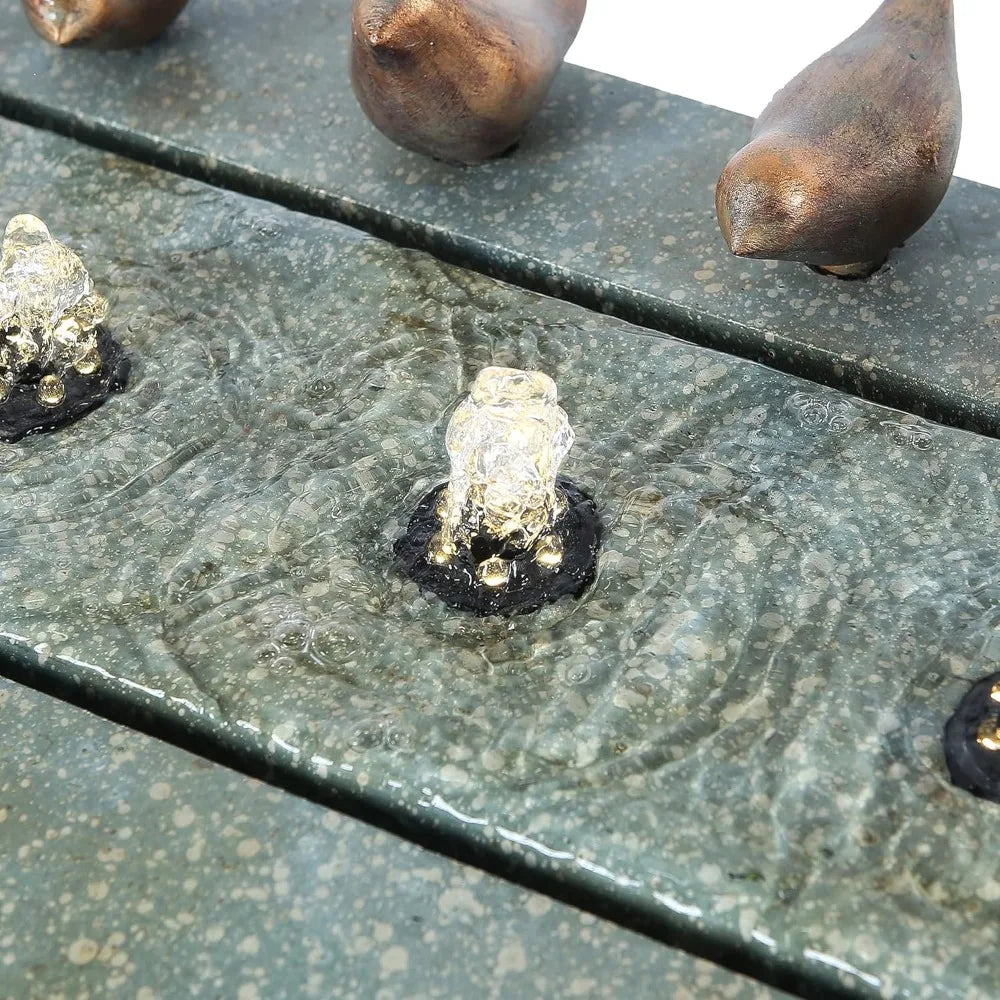 Outdoor Water Fountain Resin Stone Patina With LED