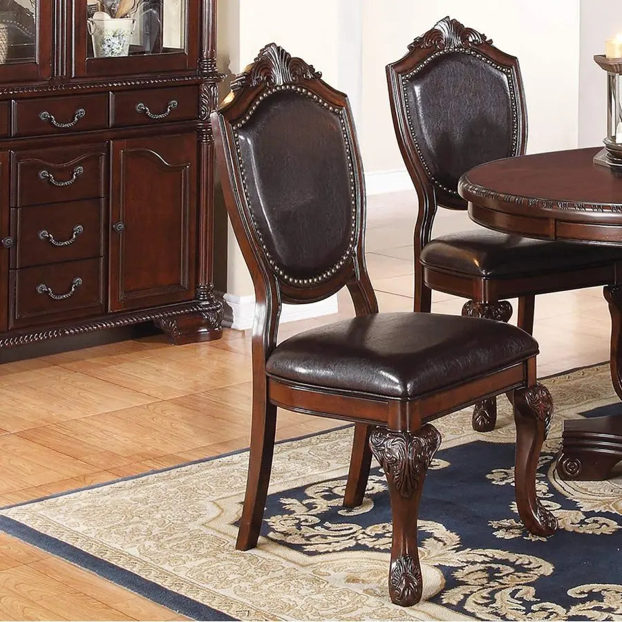 Dining Set With Round Table And Four Chairs Rubberwood Veneer