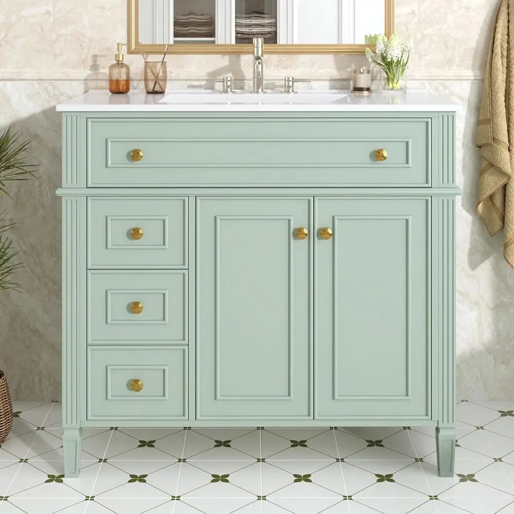 Bathroom Vanity Cabinet With Ceramic Countertop Sink