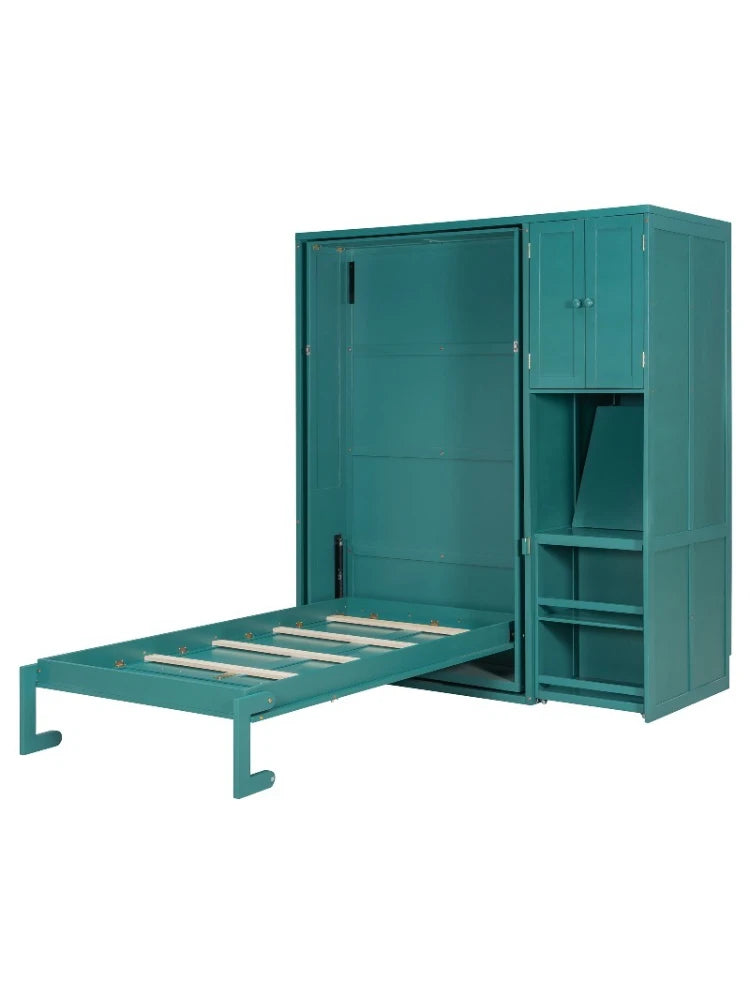 Rotating Wall Murphy Bed With Bookshelf And Extendable Desk