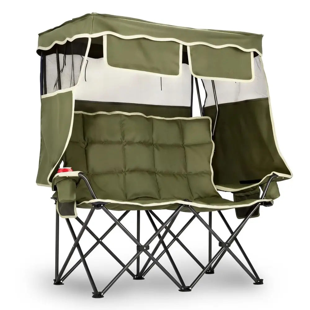 Double Camping Chair With Canopy For Outdoor Use Portable