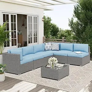 Outdoor Patio Furniture Set With Glass Top Table Cushions