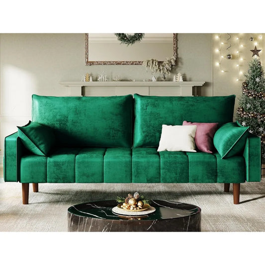 67 Inch Modern Velvet Loveseat Sofa for Small Spaces with Storage Pocket