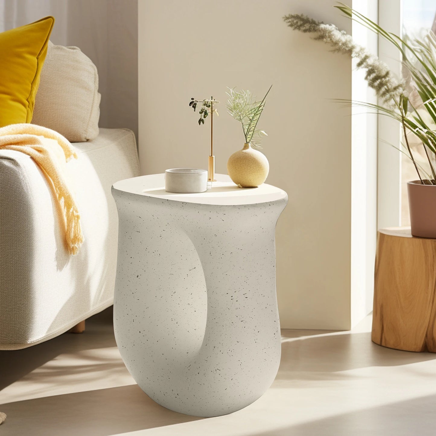 U Shaped Geometric Side End Table Modern Nightstand