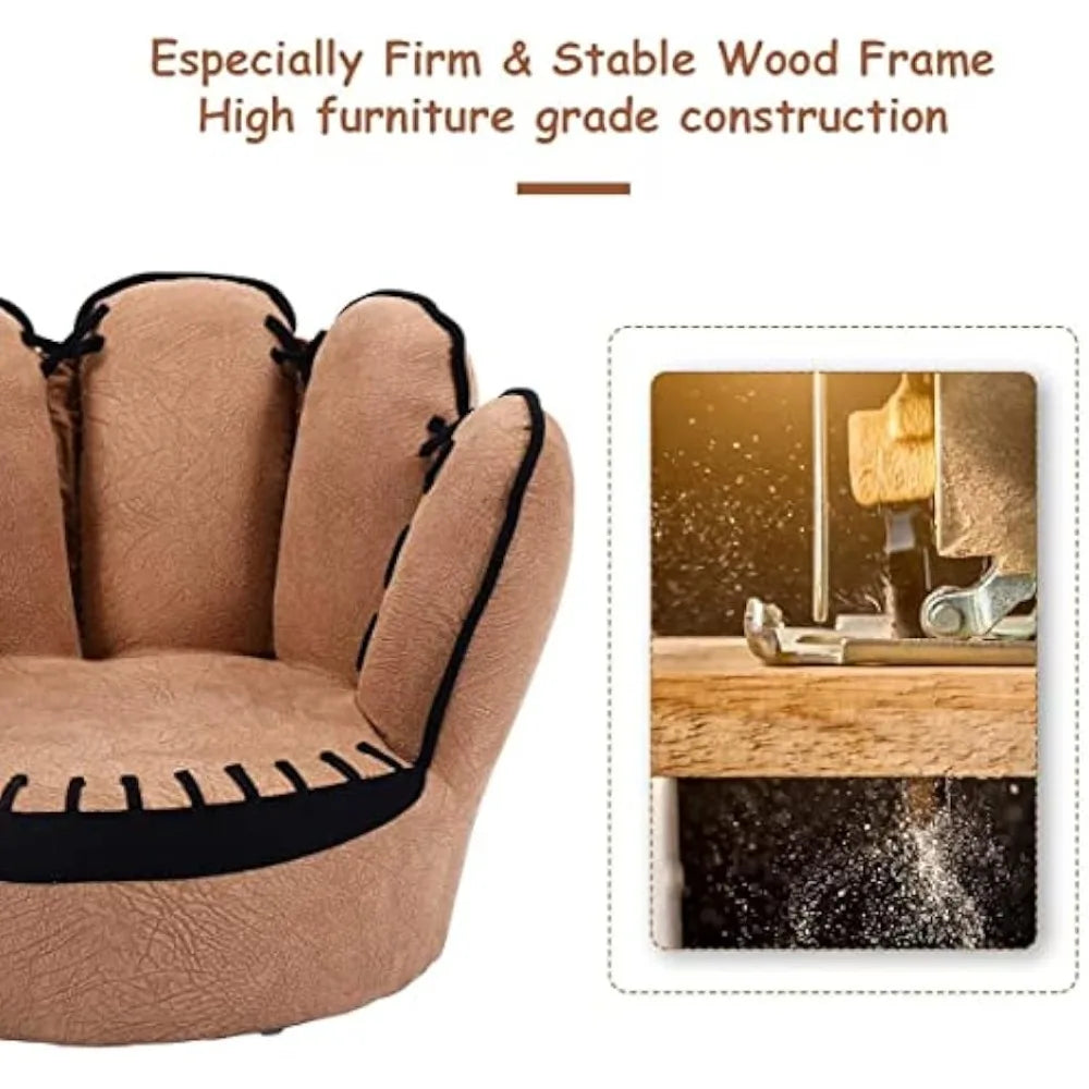 Upholstered Baseball Glove Armchair For Kids Living Room