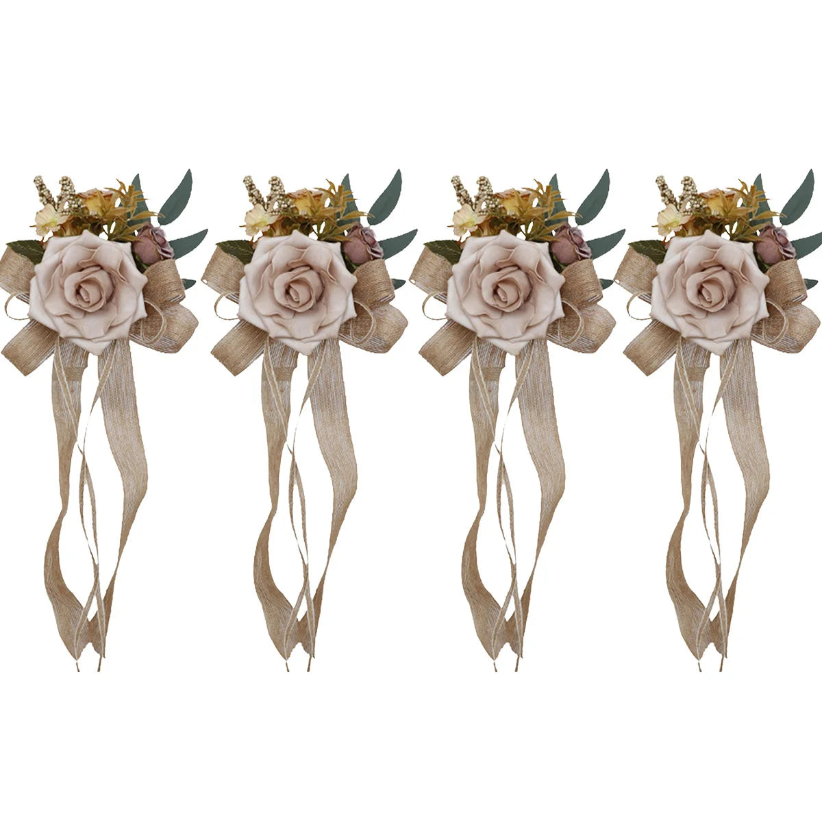 CN Zhejiang 4Pcs Wedding Aisle Pew Flowers Ribbons Chair