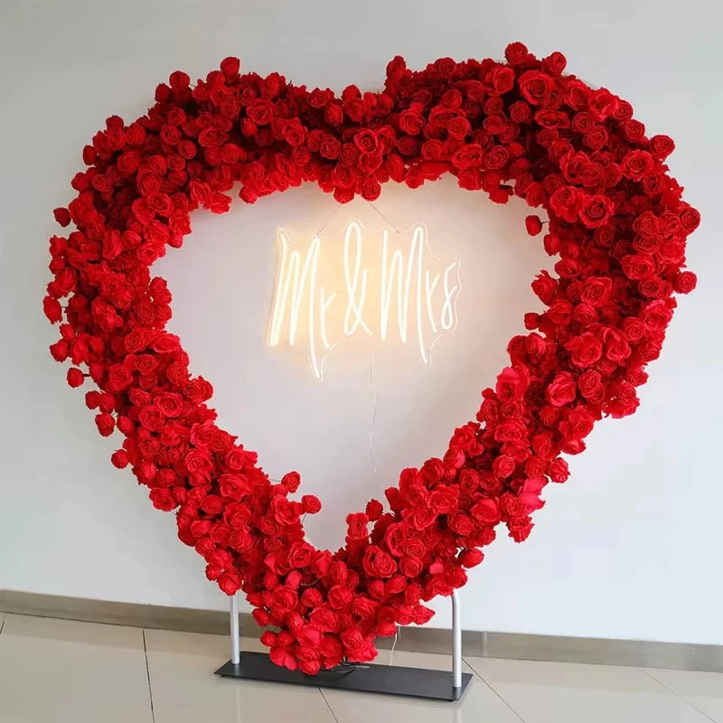 2X2M Heart Wedding Arch With 5D Simulation Roses
