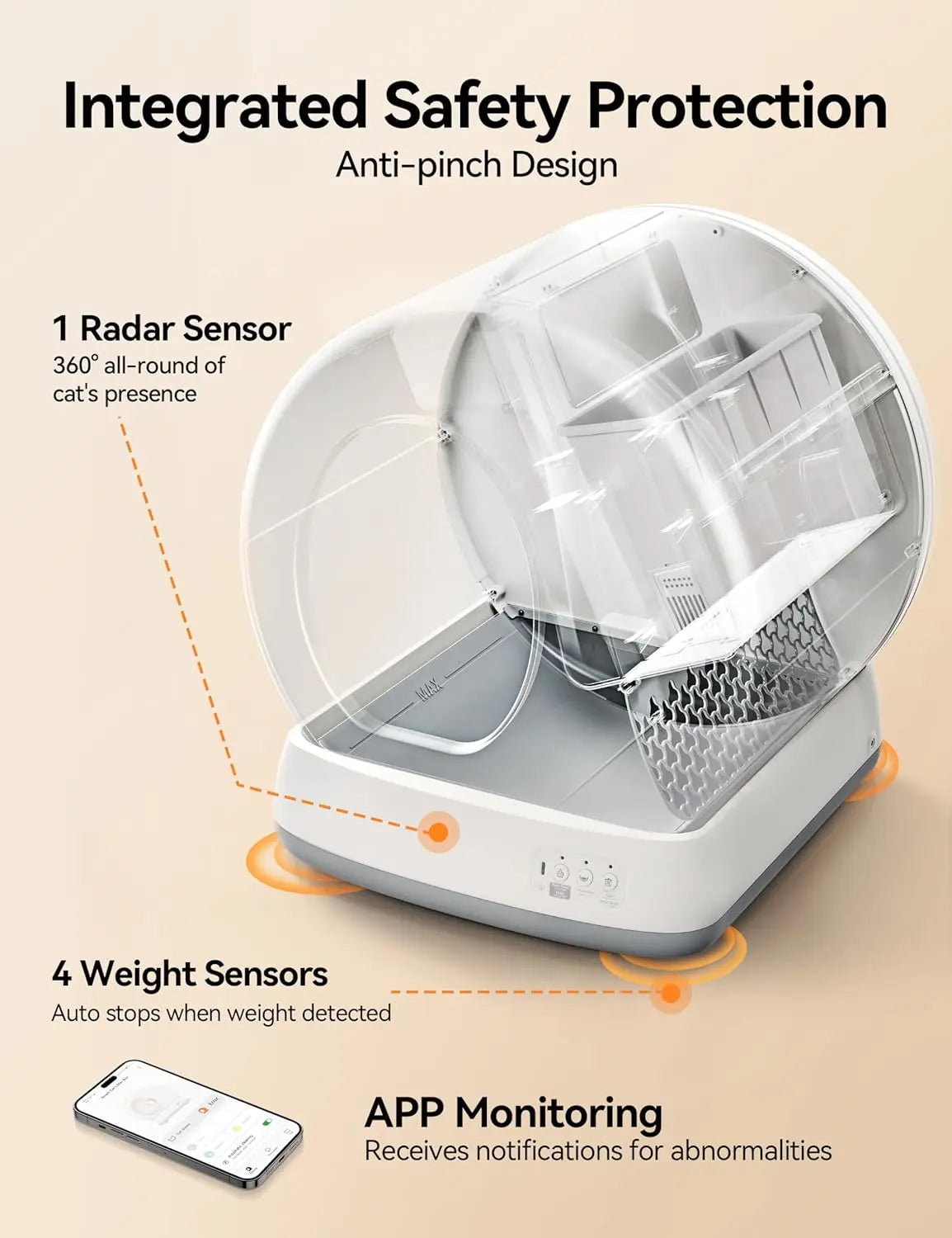 MeoWant Self Cleaning Cat Litter Box With Integrated Safety