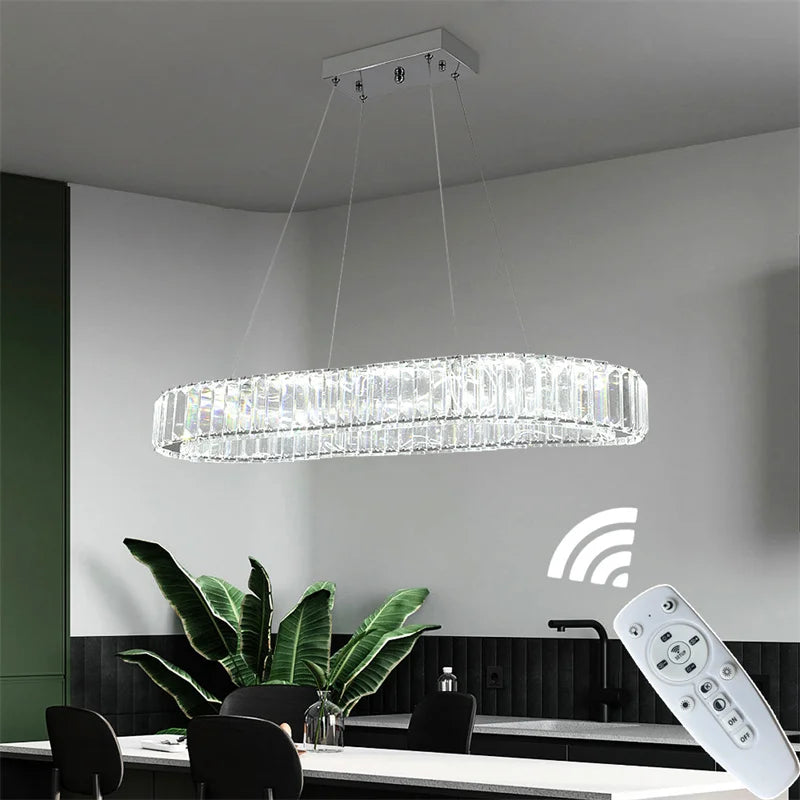 GreeLustrBulbs Modern Crystal LED Chandelier With Remote