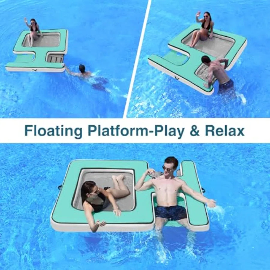 Inflatable Floating Dock Platform With Water Ramp And Ladder