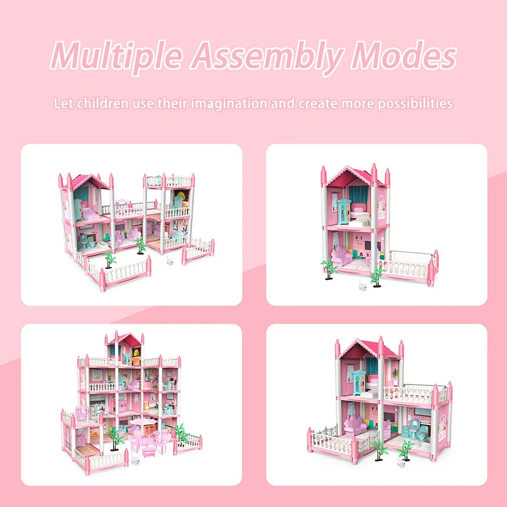 Pretend-Play Dollhouse Kit With Four Dolls And Accessories