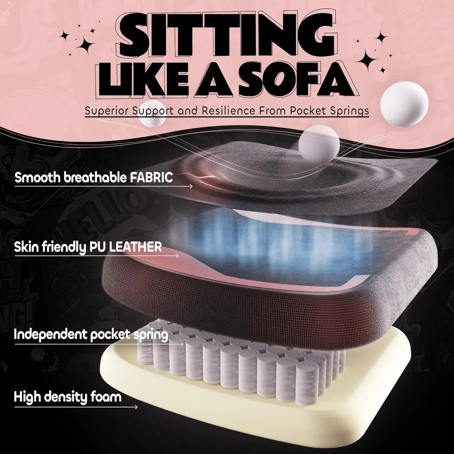 Ergonomic Gaming Chair With Cat Ear Design And Footrest