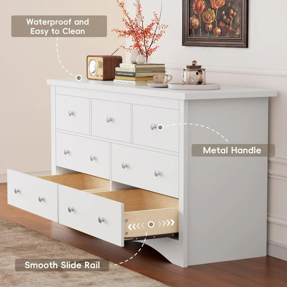 Furmax Dresser For Bedroom 7 Drawer Chest TV Stand Storage