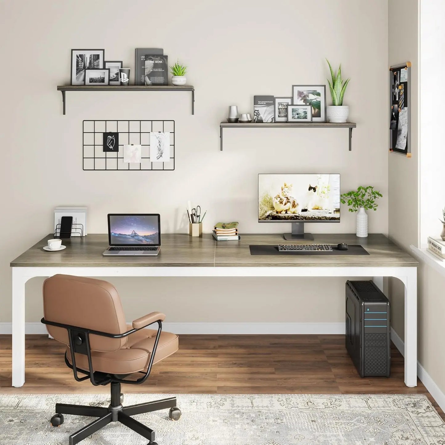 Little Tree Two Person Desk for Home Office Workspace