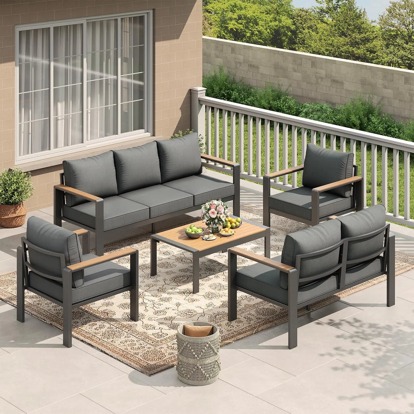 HiMISS 7 Seat Aluminum Patio Furniture Set With Cushions