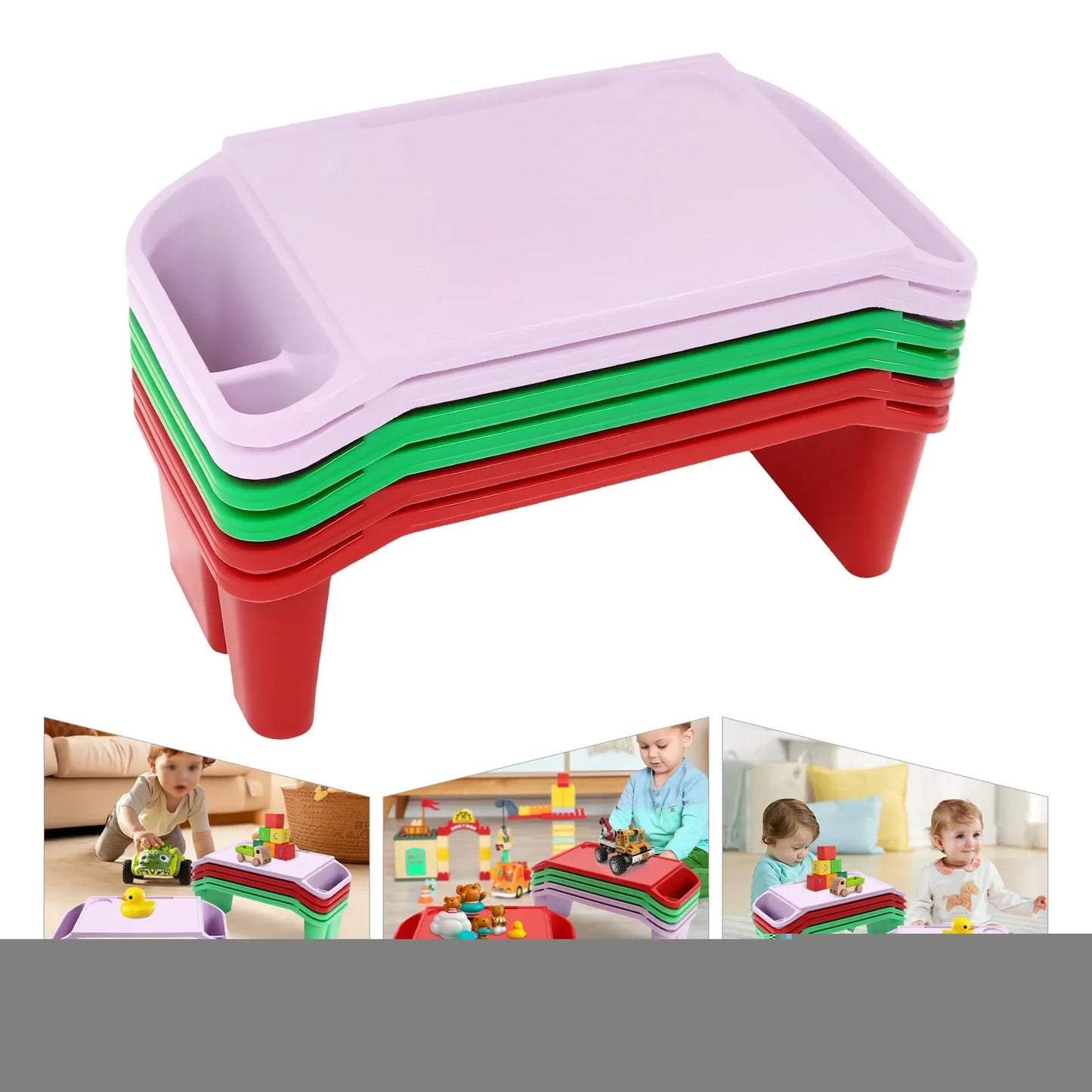 Hign-concerned 6 Pack Kids Lap Desk Trays Durable PP Plastic With Side Slots For Study And Play