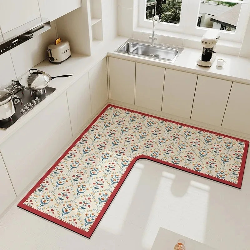 Luxurious L Shaped PVC Kitchen Carpet Non Slip Mat