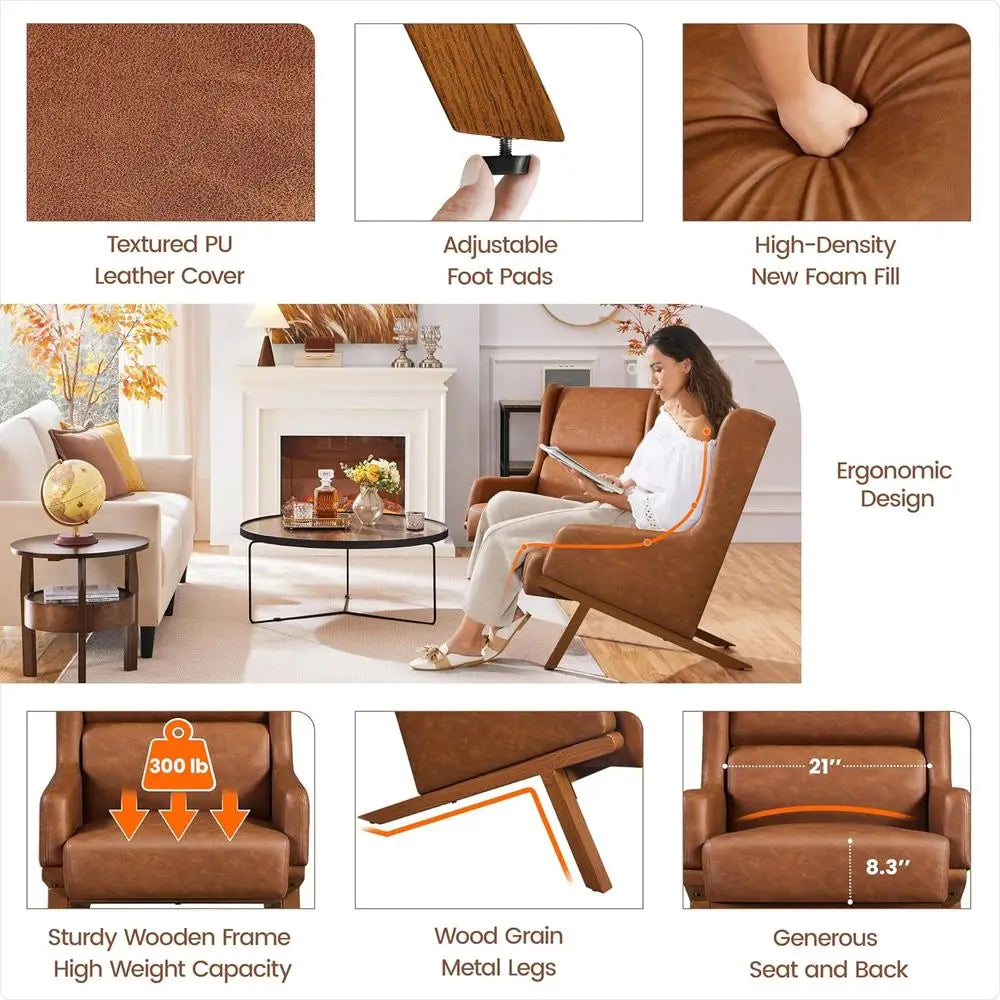 Aux Leather Armchairs Set Living Room High Backrest Recliner