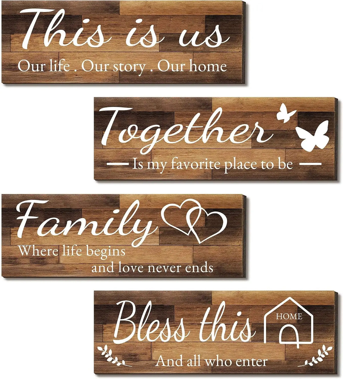 Rustic Wooden Family Bless This Home Wall Decor Signs
