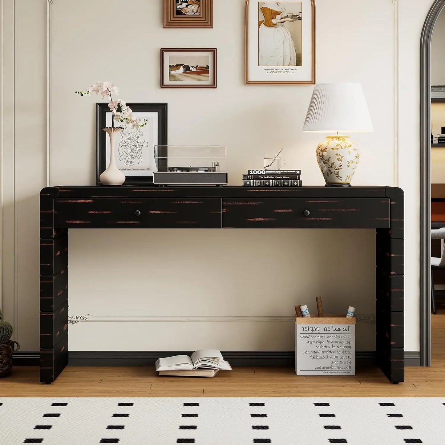 ZHENDAI Elegant Entryway Console Table With Fluted Design