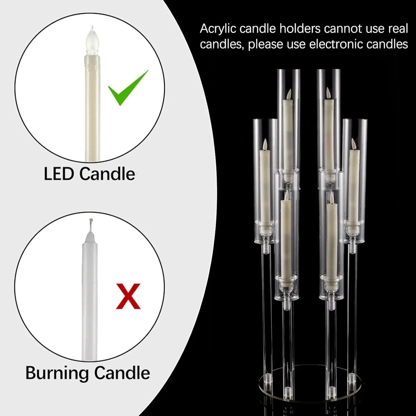 NONECN Acrylic Candelabra 6 Arm Taper Candle Holders