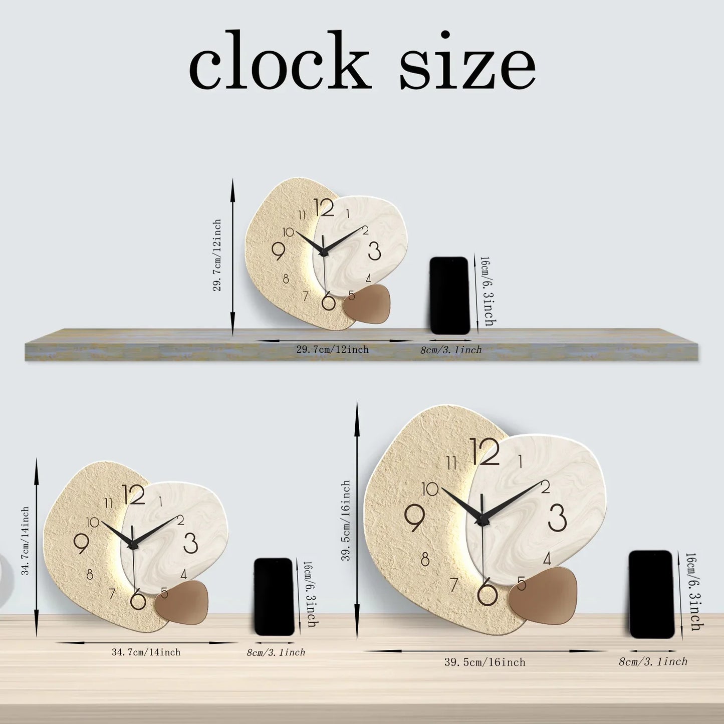 Combination Silent Quartz Wall Clock Living Room Decor