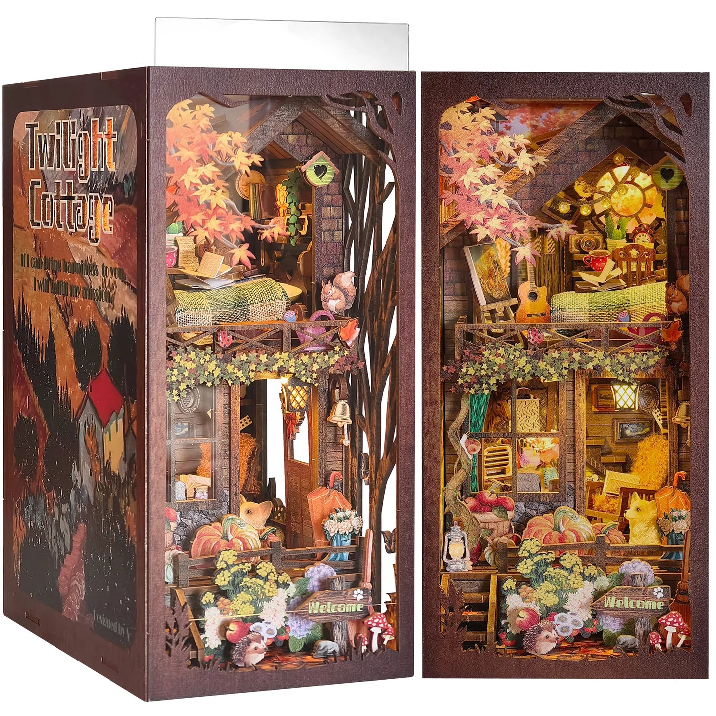 ASLOWSNAIL Book Nook Kit Puppy Family DIY Puzzle Set