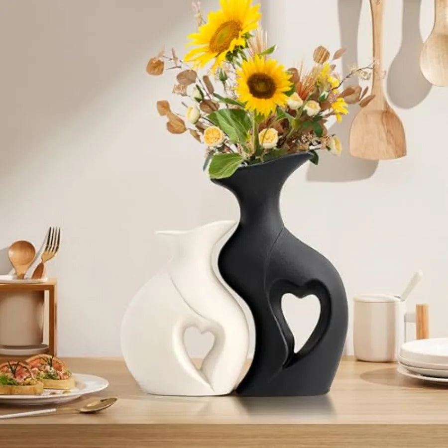 Heart Shaped Ceramic Vase Set for Modern Home Decor