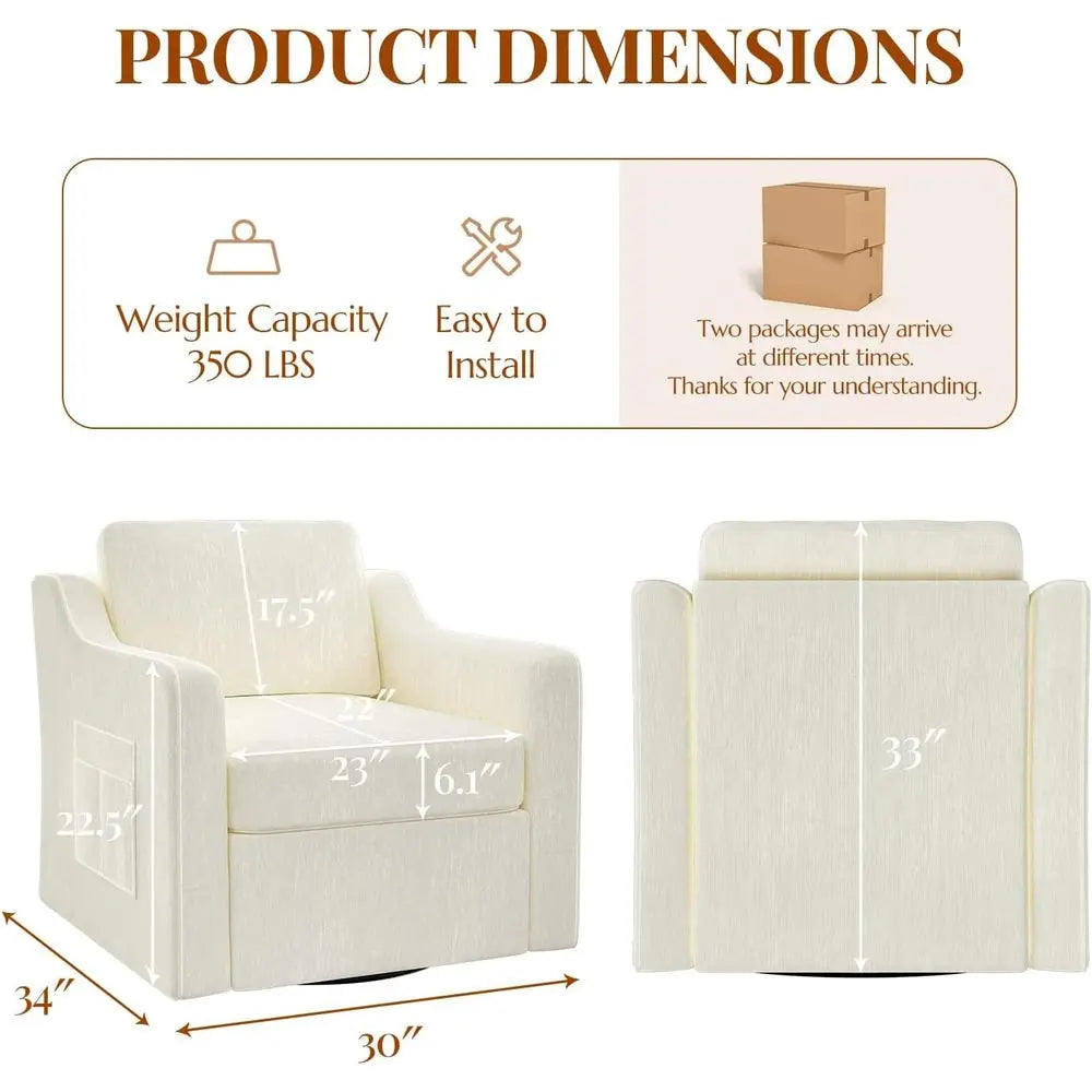 360 Degree Swivel Upholstered Accent Chair Set for Reading Furniture