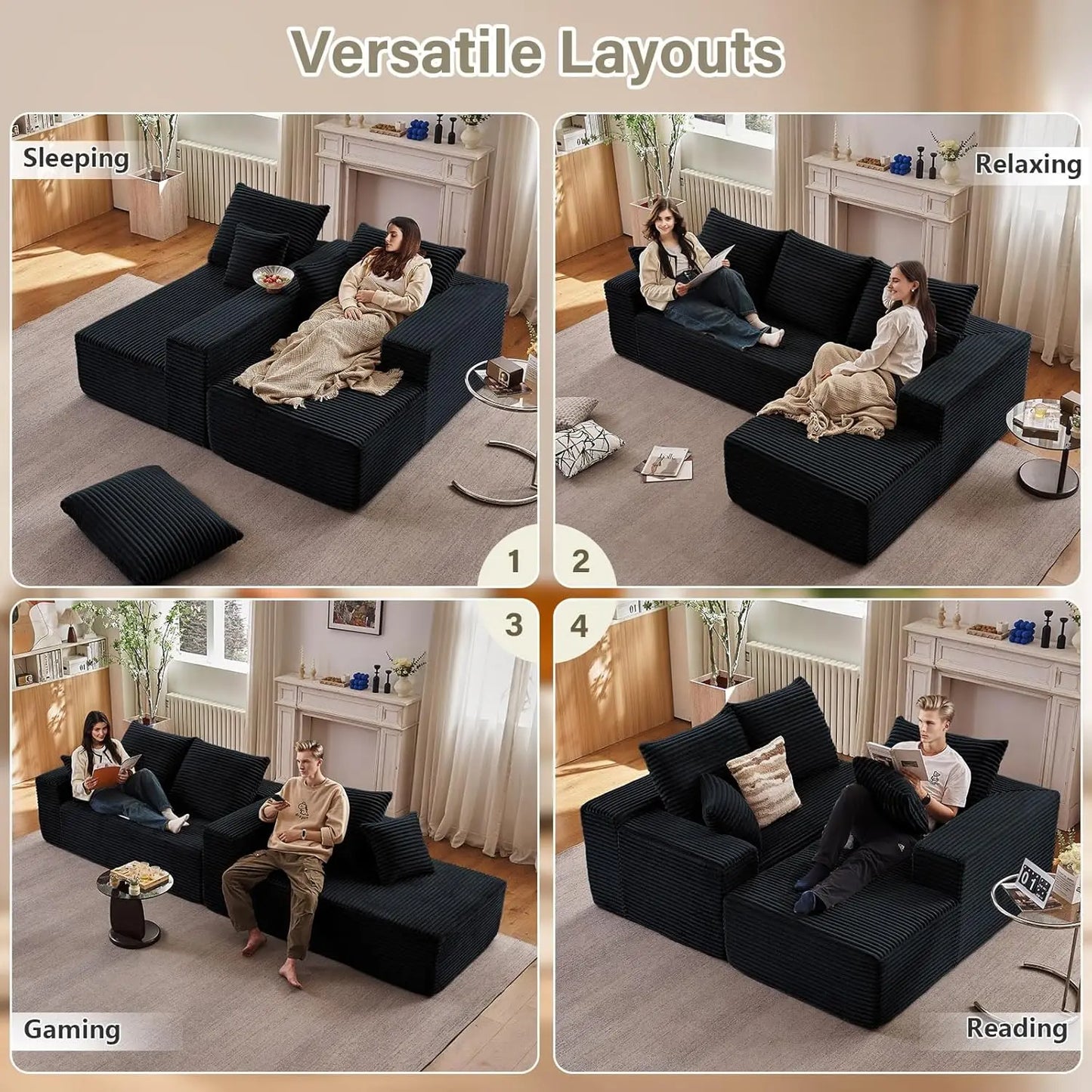 L Shaped Cloud Couch With Chaise Lounge Modular Sectional