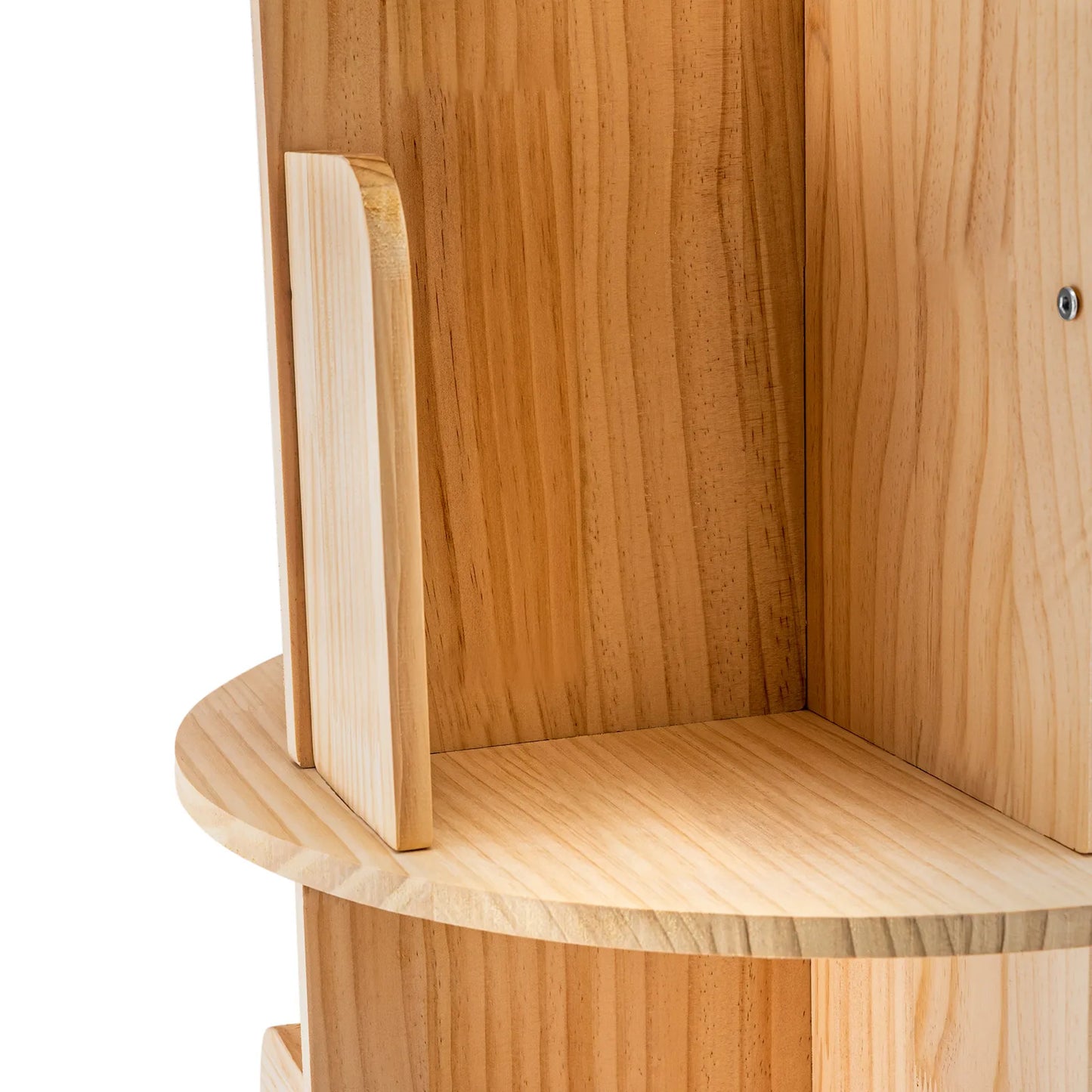 Rotating Bookshelf Pine Wood 2 Tier Display Shelf And Decor