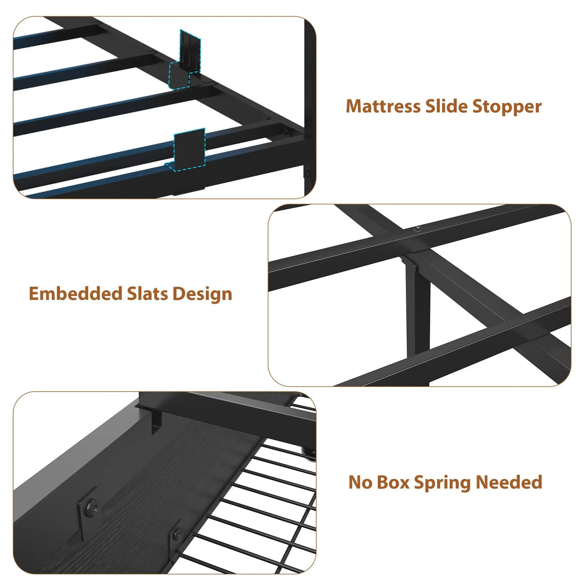 HiMISS Corner Bed Frame Bookcase Headboard And LED Lights