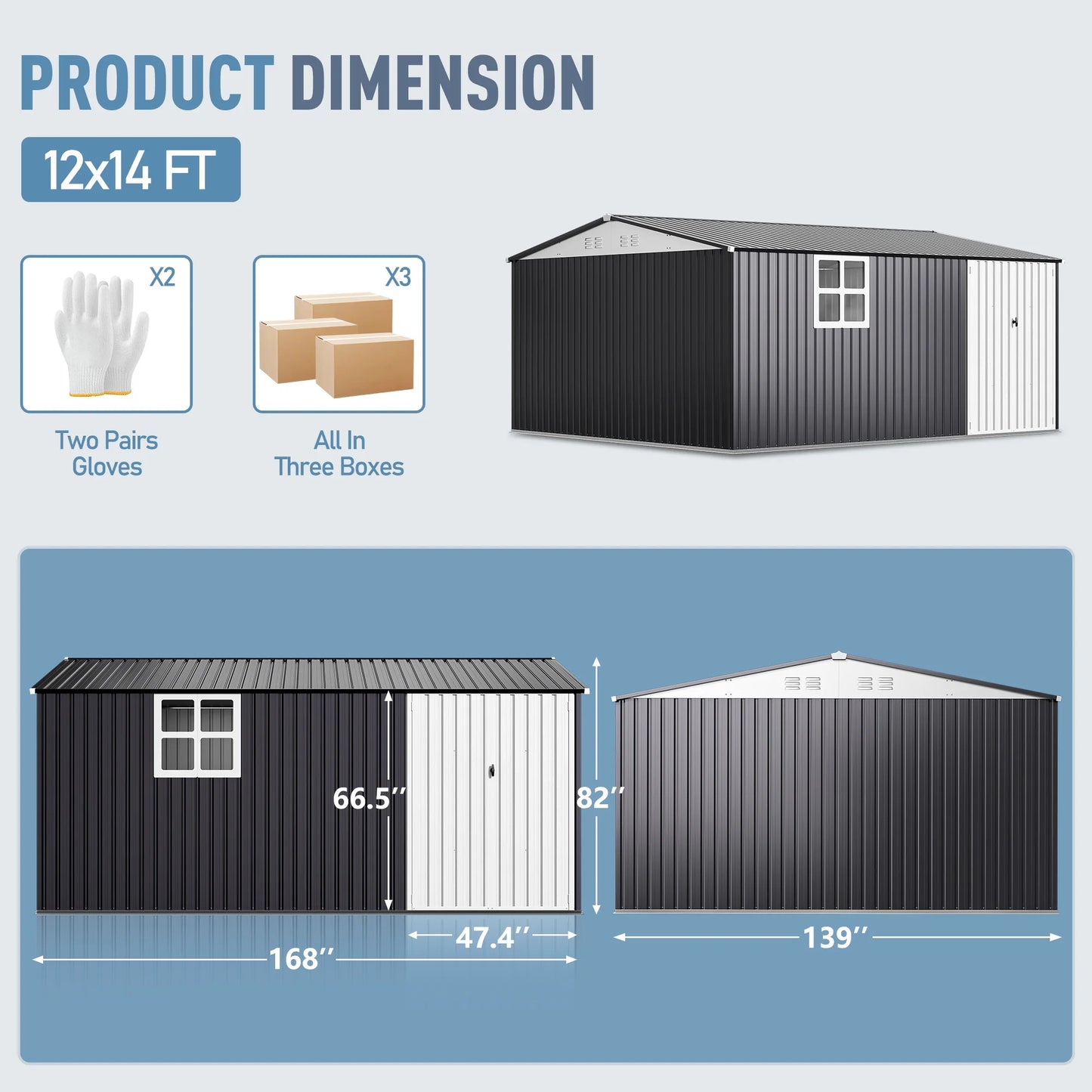 VIWAT Heavy Duty Metal Storage Shed With Window Lockable