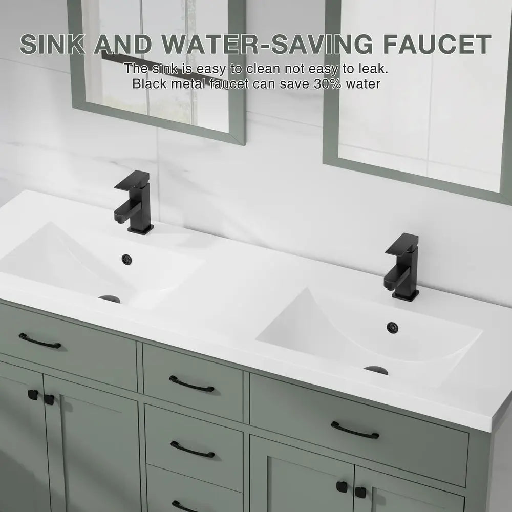 Double Sink Bathroom Vanity Cabinet With Four Doors And Drawers