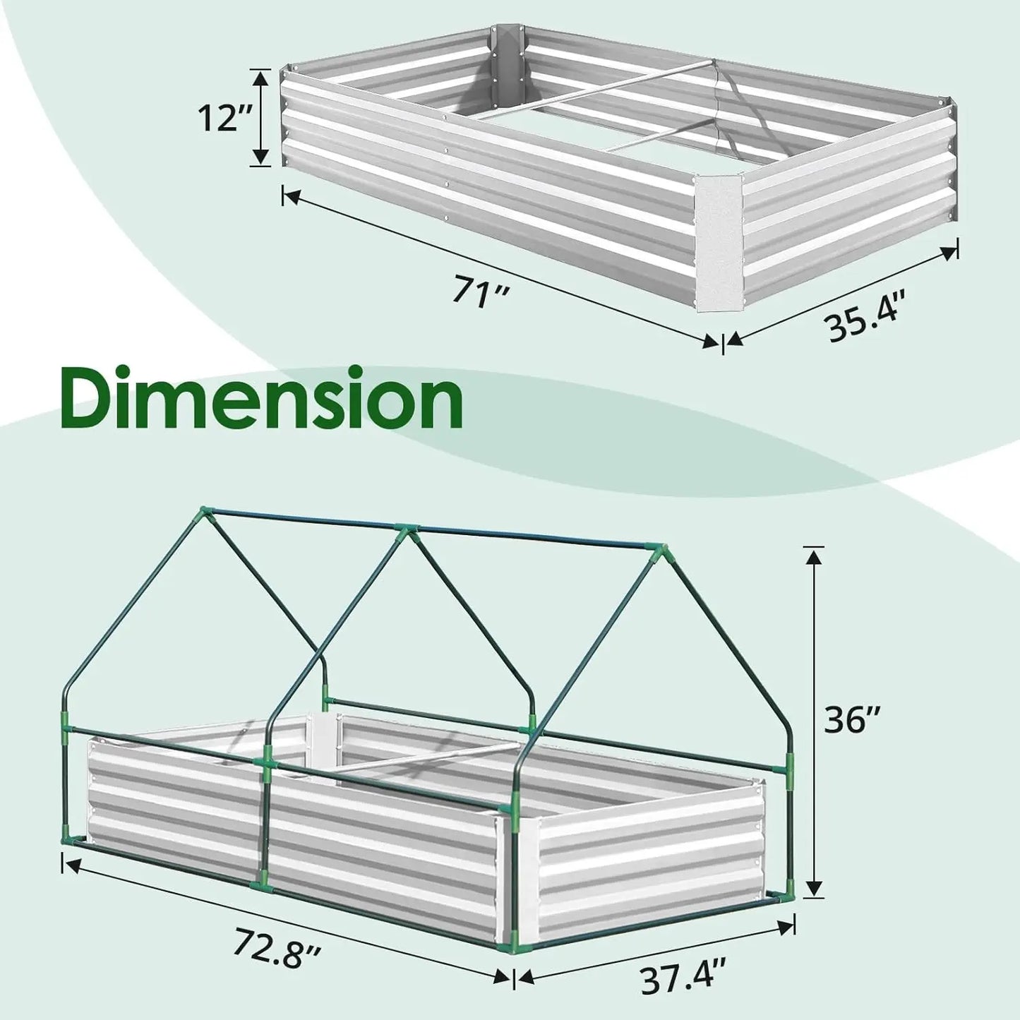 Hign-concerned Raised Garden Bed With Cover Galvanized Kit