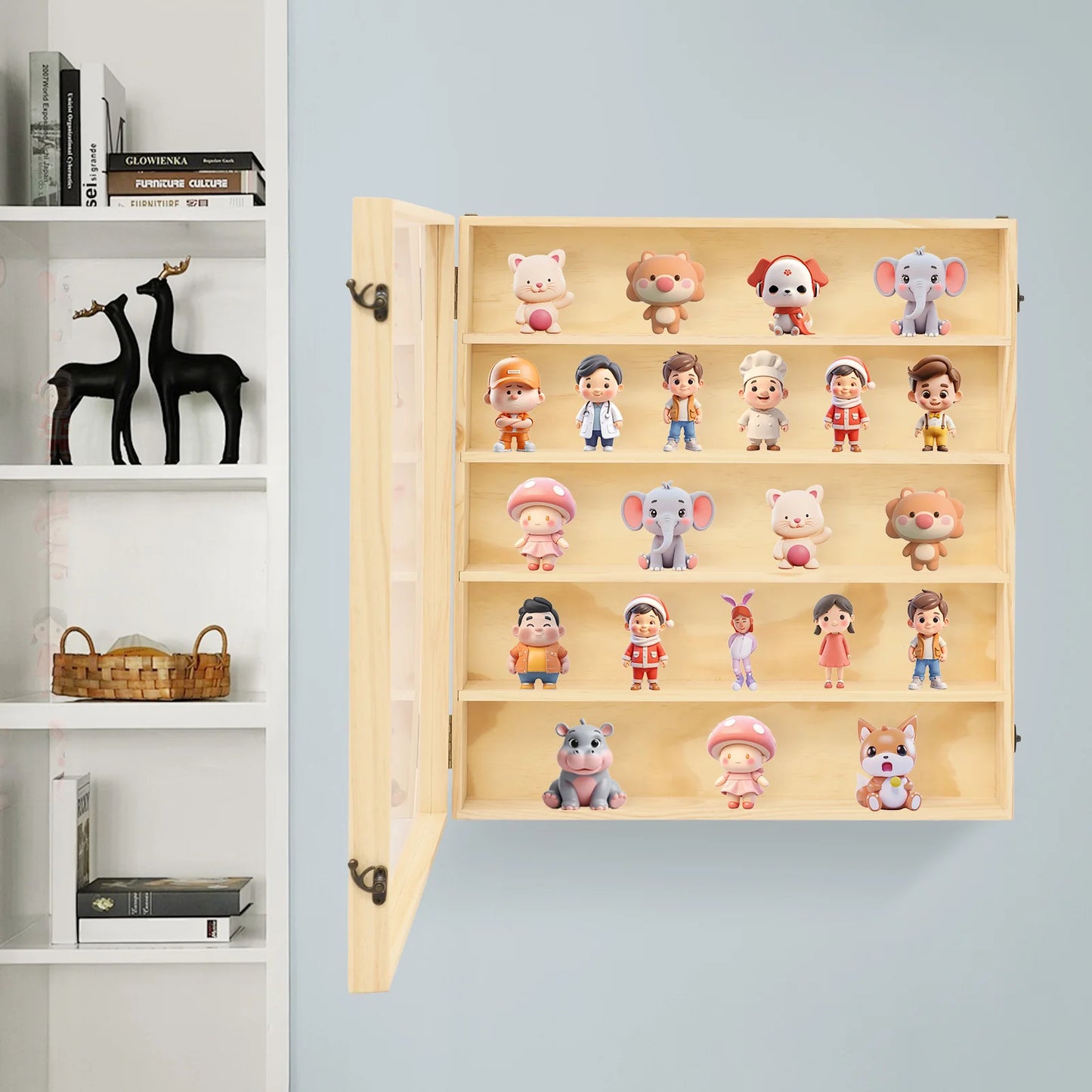 Bymaocar 5 Tier Wall Mounted Display Cabinet Action Figures