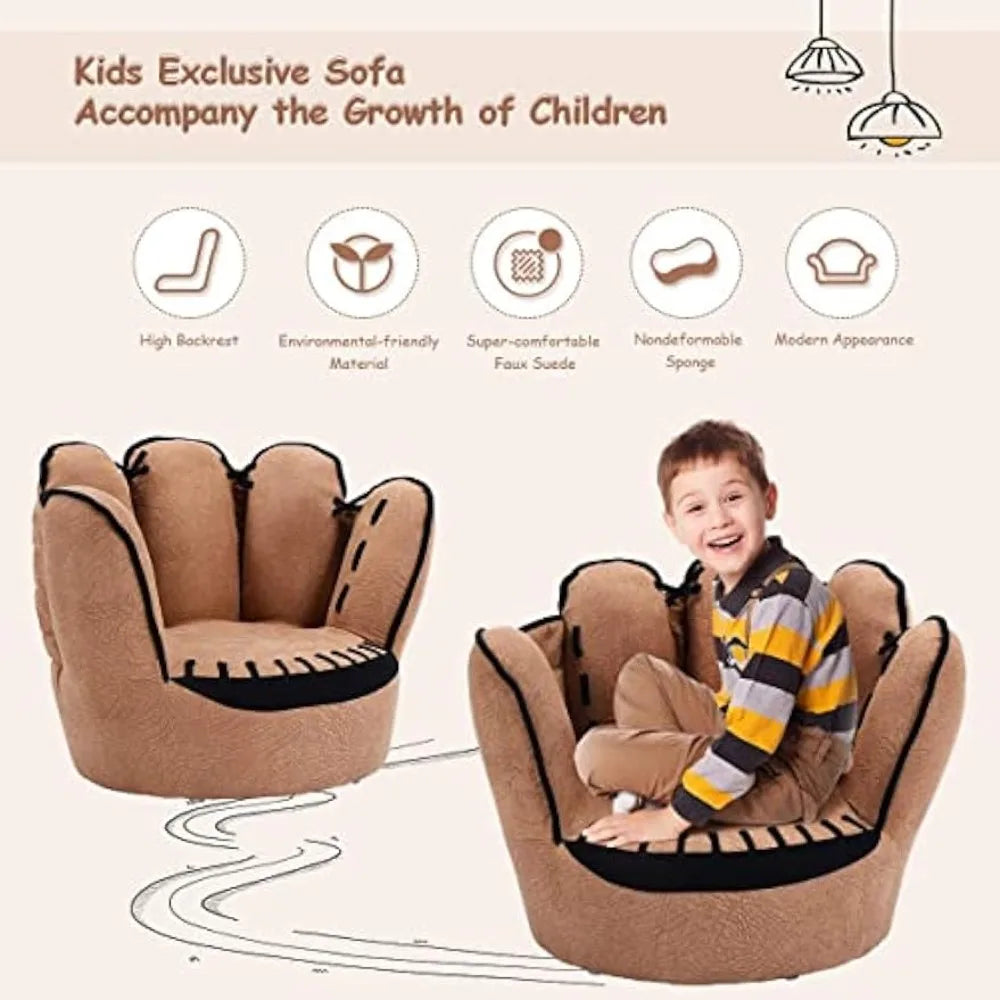 Upholstered Baseball Glove Armchair For Kids Living Room