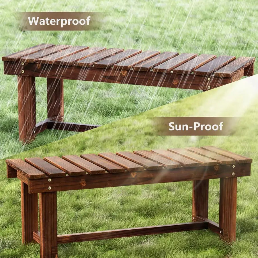 Outdoor Garden Bench Weatherproof Patio 2 Person Slat