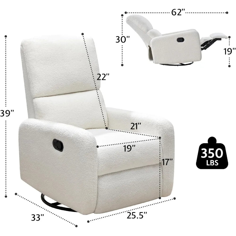 Swivel Glider Rocking Recliner Chair with Massage for Nursery and Living Room