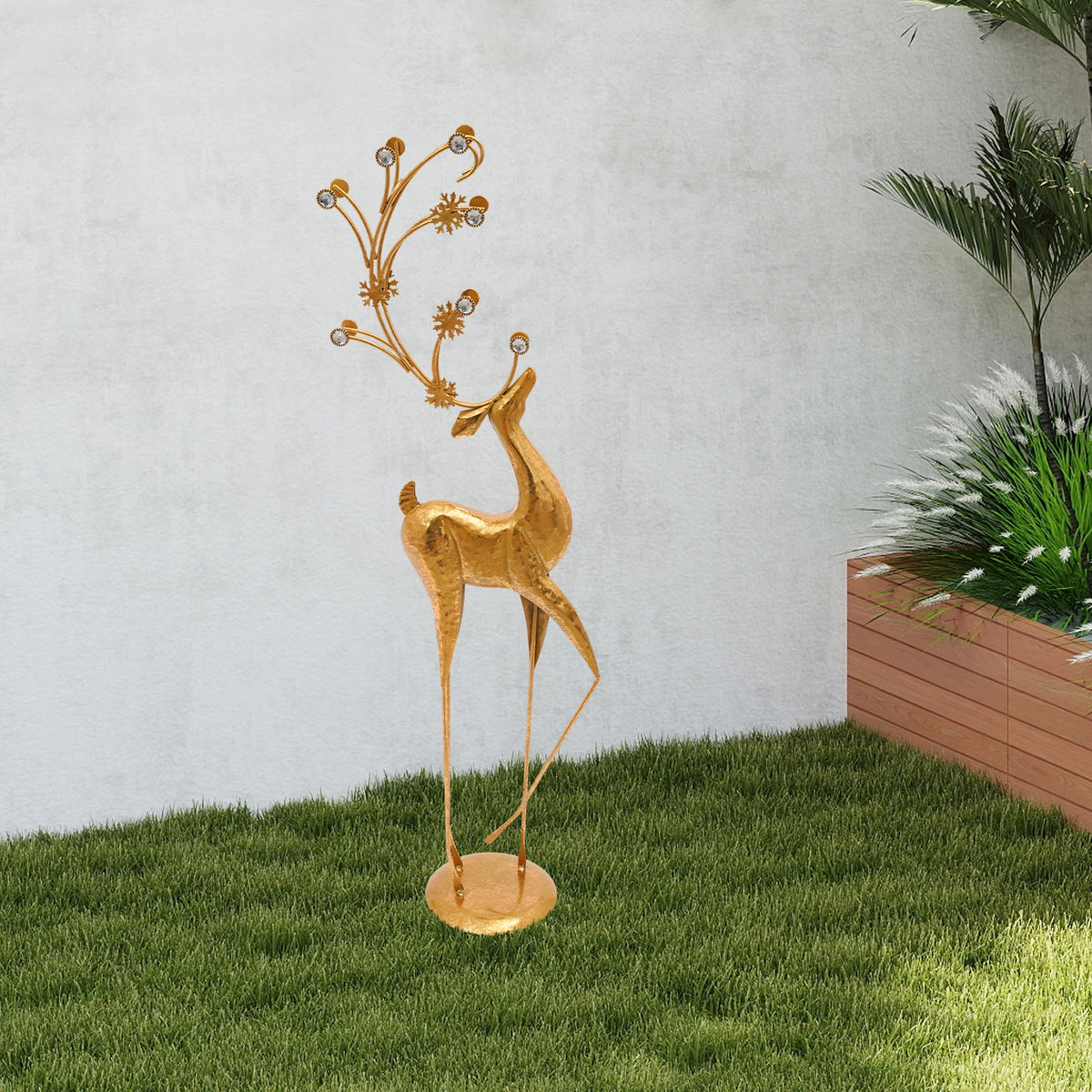 Retro Metal Deer Statue Elegant Reindeer Holiday Decor