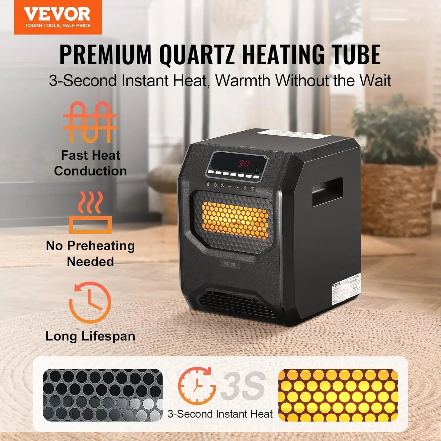 XMSJ Infrared 1500W Space Heater with Remote Control