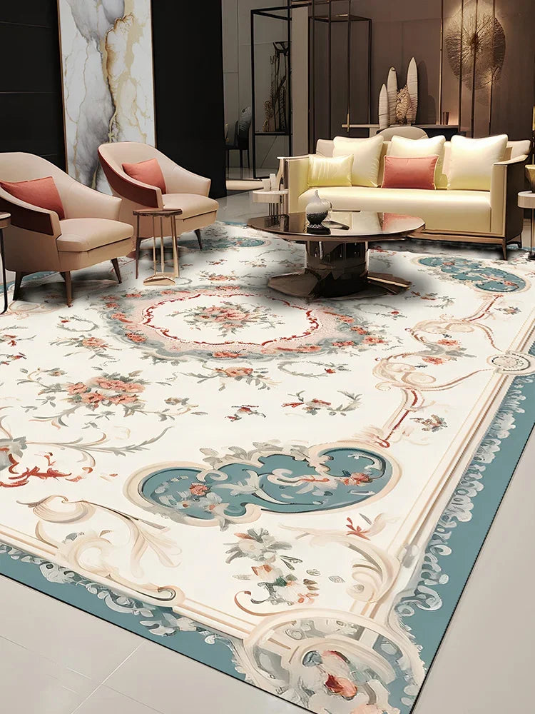 Pastoral Style Polyester Floor Rug for Living Room Bedroom